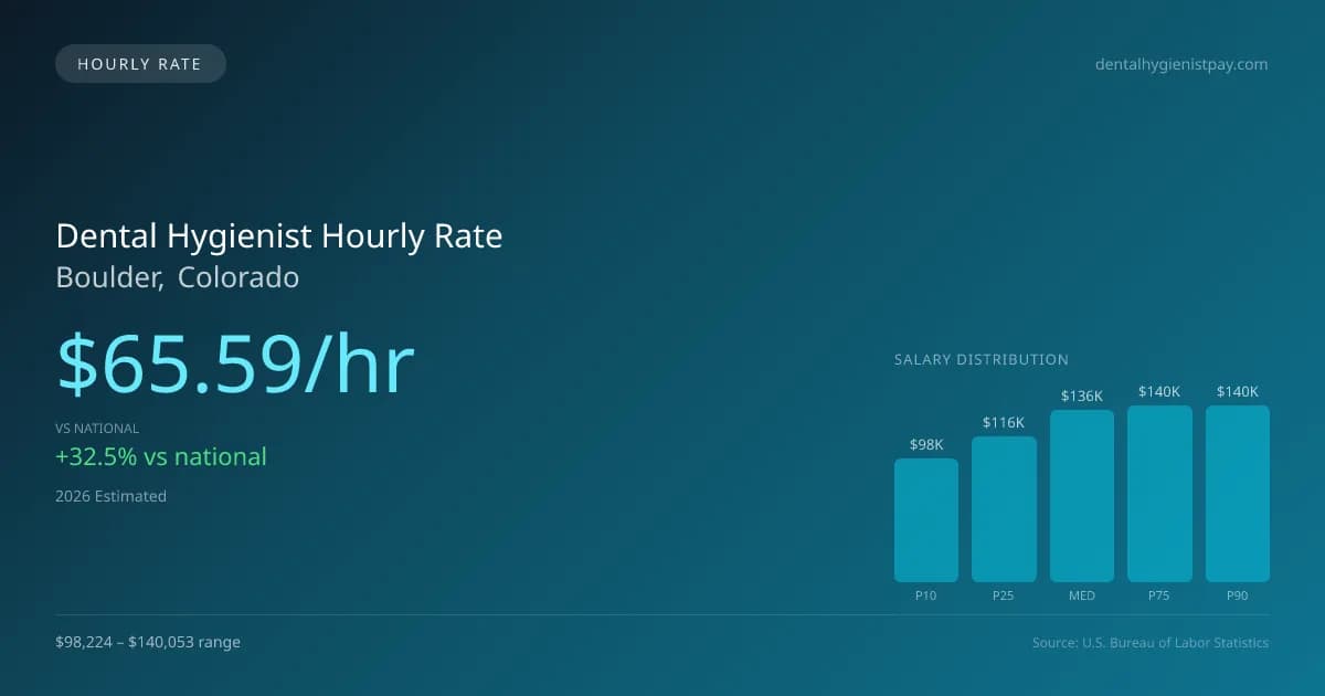 Dental Hygienist Hourly Rate in Boulder, CO — 2026 est., based on 2025 BLS