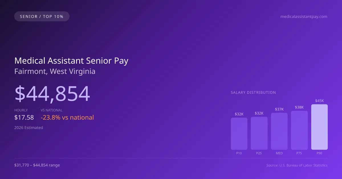 Medical Assistant Senior Salary in Fairmont, WV — 2026 est., based on 2025 BLS
