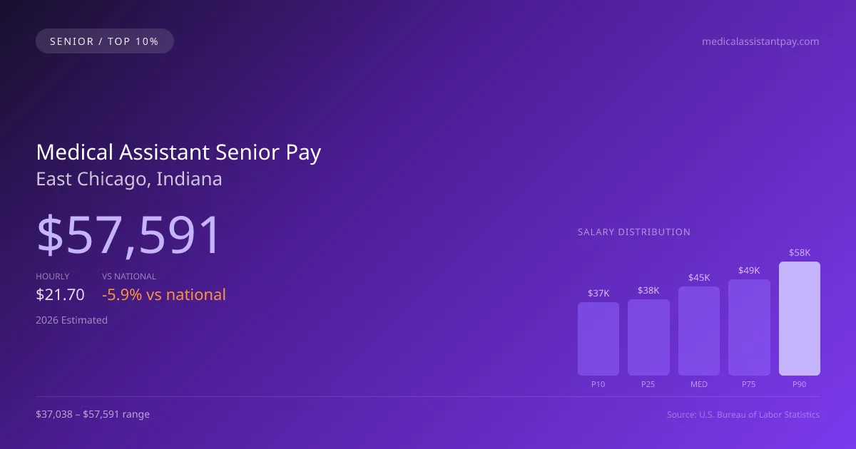 Medical Assistant Senior Salary in East Chicago, IN — 2026 est., based on 2025 BLS